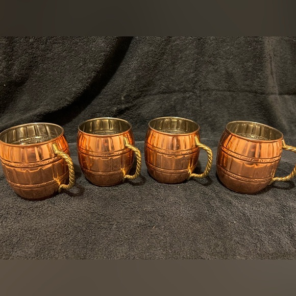 Set of 4 ODI Detailed barrel design copper Moscow Mule Mugs - Picture 1 of 10